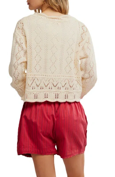 Free People Charlotte Cotton Blend Crop Pointelle Sweater