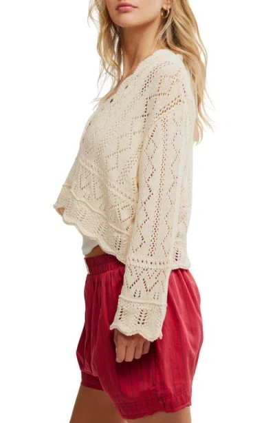 Free People Charlotte Cotton Blend Crop Pointelle Sweater