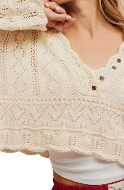 Free People Charlotte Cotton Blend Crop Pointelle Sweater
