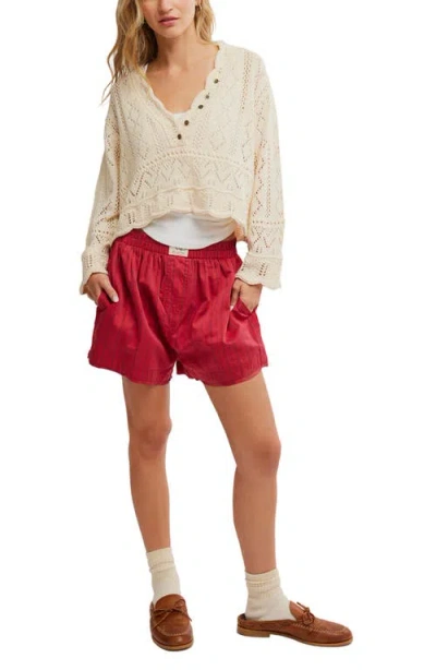 Free People Charlotte Cotton Blend Crop Pointelle Sweater