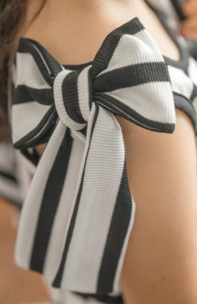 Petite Maison Kids Monaco Striped Girls' Top And Shorts Set In Black