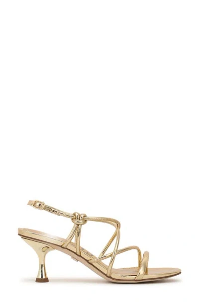 Sam Edelman Riana Strapy Heel Sandal Amber Gold Faux Leather In Gold