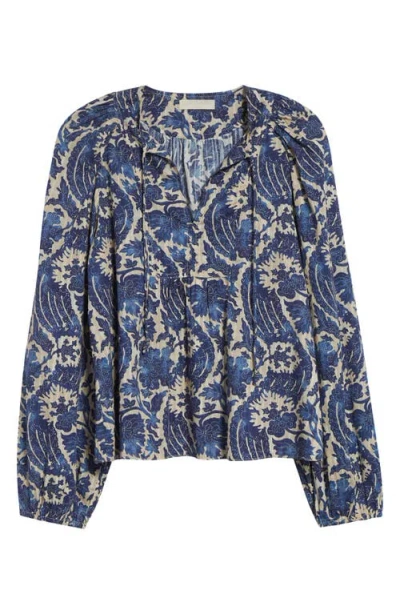 Ulla Johnson Brea Printed Cotton-blend Blouse In Blue