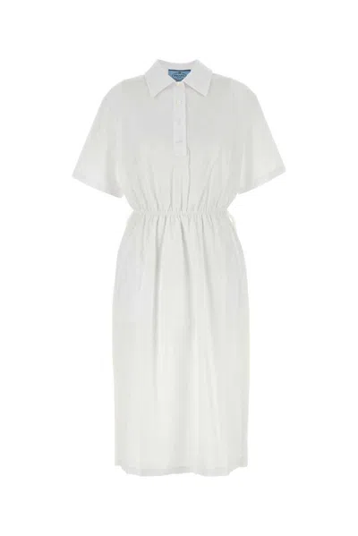 Prada Abito Chemisier In Popeline Bianco  Donna