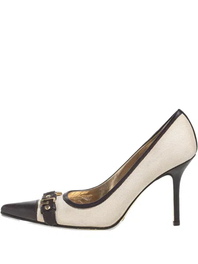 Pre-owned Dolce & Gabbana 95mm Leather Pumps In Neutral