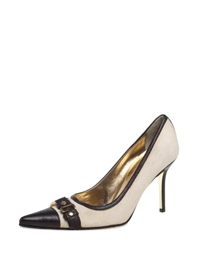 Pre-owned Dolce & Gabbana 95mm Leather Pumps In Neutral