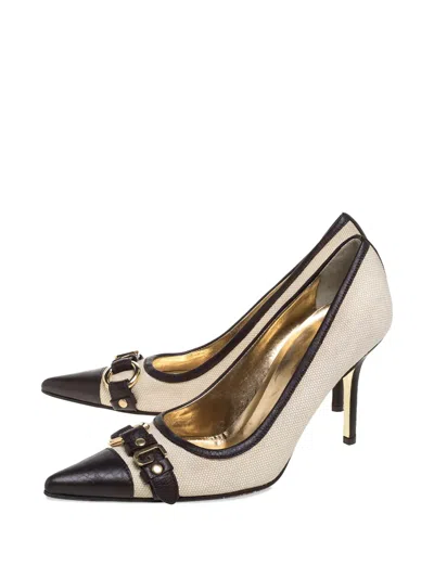 Pre-owned Dolce & Gabbana 95mm Leather Pumps In Neutral