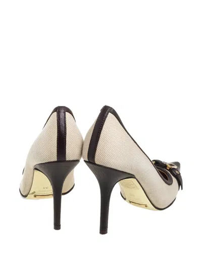 Pre-owned Dolce & Gabbana 95mm Leather Pumps In Neutral