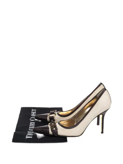 Pre-owned Dolce & Gabbana 95mm Leather Pumps In Neutral