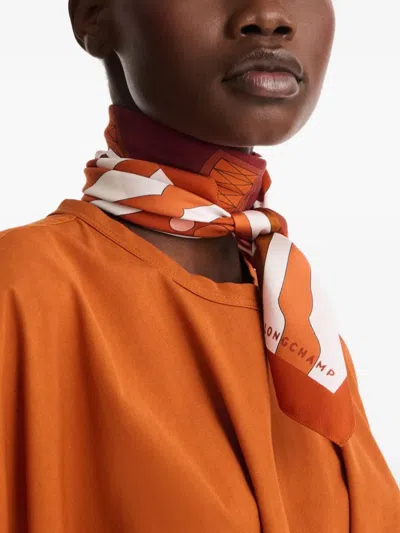 Longchamp Equestrian Tower Silk Scarf In Multi