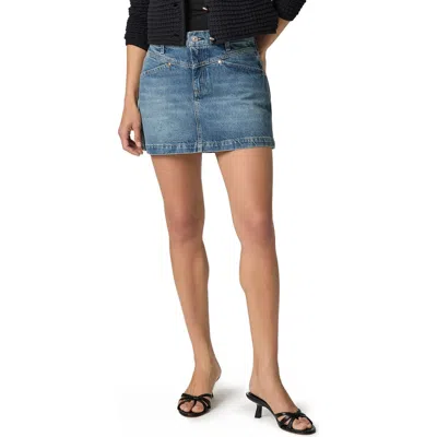 Paige Ryder Angled Pocket Denim Miniskirt In Blue