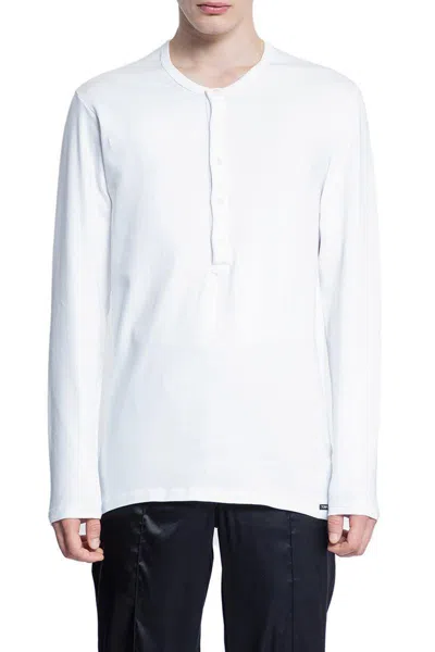 Tom Ford Long-sleeve Button-placket T-shirt In White