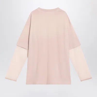 Acne Studios Pink Violet Layered T-shirt With Print In Pink