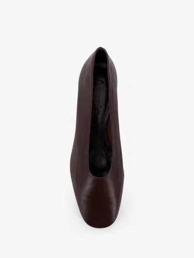 Aeyde Womens Dark Brown Delia Pointed-toe Leather Heeled Courts