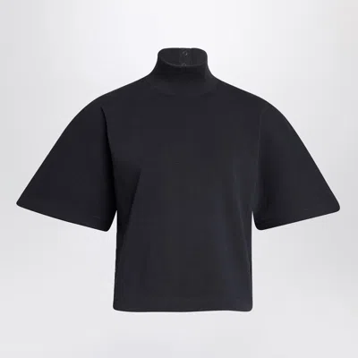 Alaïa Alaia Black Cotton Turtleneck Top Women In Blue