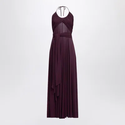 Alaïa Long Burgundy Draped Jersey Dress