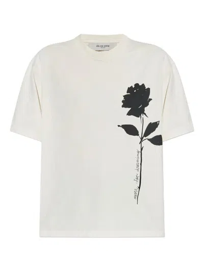 Golden Goose Deluxe Brand Rose Printed Crewneck T-shirt In White