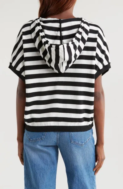 Vince Camuto Stripe Short Sleeve Hooded Sweater
