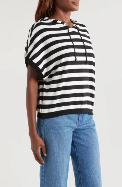 Vince Camuto Stripe Short Sleeve Hooded Sweater