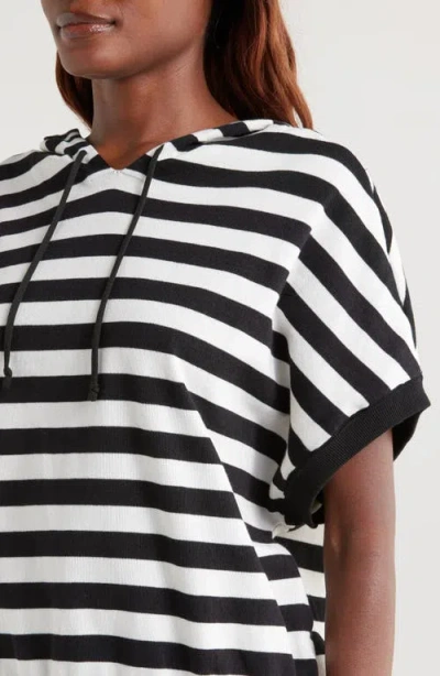 Vince Camuto Stripe Short Sleeve Hooded Sweater
