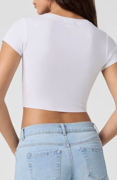 Florence By Mills Softie Rib Short Sleeve Crop Top In White