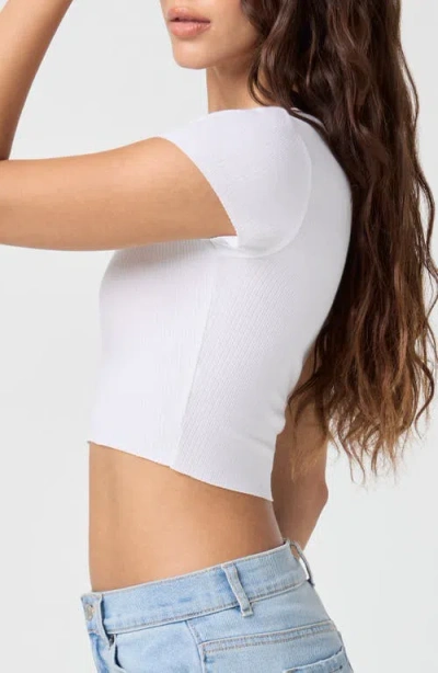 Florence By Mills Softie Rib Short Sleeve Crop Top In White