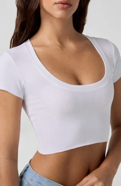Florence By Mills Softie Rib Short Sleeve Crop Top In White