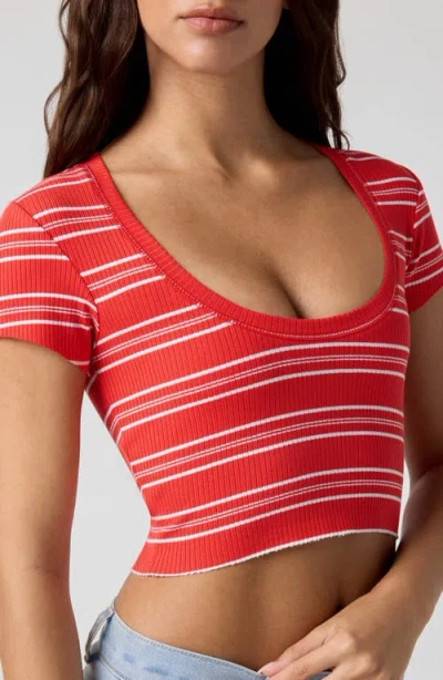 Florence By Mills Softie Rib Short Sleeve Crop Top In Brown
