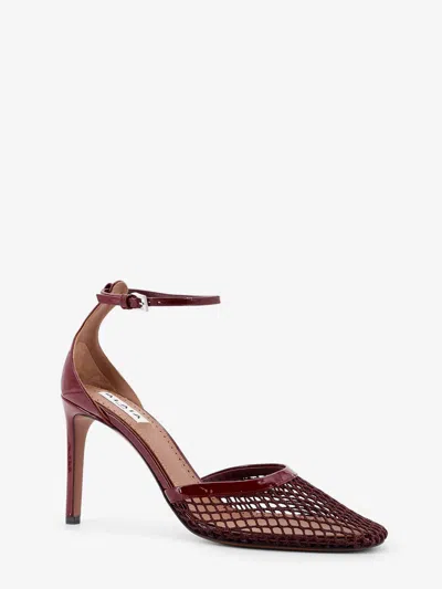 Alaïa Alaia Women Pumps 90 Mesh Sandals In Burgundy