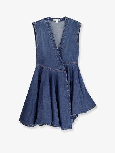 Alaïa Deep Stone Denim Wrap Dress Clothing In Brown