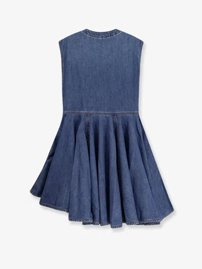 Alaïa Deep Stone Denim Wrap Dress Clothing In Brown