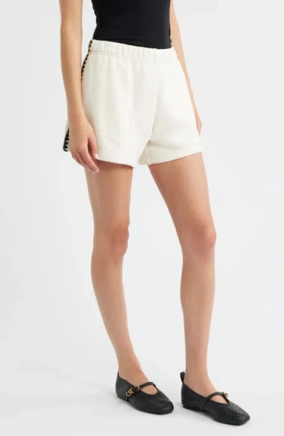 Rag & Bone Blanket Stitch Terry Sweat Shorts In White