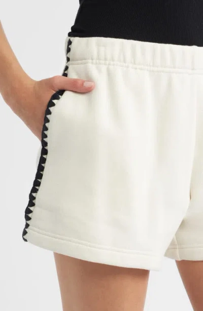 Rag & Bone Blanket Stitch Terry Sweat Shorts In White
