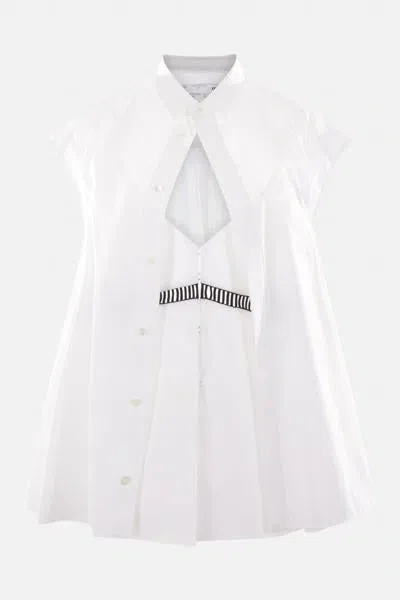 Sacai Overlay Shirt Shirt And Blouse White In White