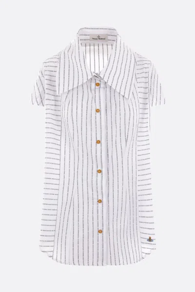 Vivienne Westwood Cotton Shirt With All-over Logo Print In Neutral