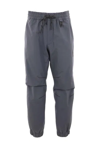 Moncler Dark Grey Polyester Padded Joggers In Gray