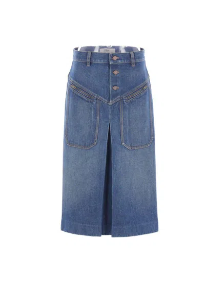 Chloé A-line Silhouette Midi Length Skirt In Blue