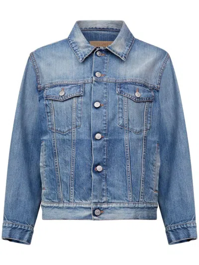 Mm6 Maison Margiela Denim Blue Jacket With A Worn Effect