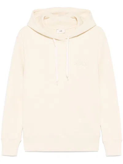 Autry Beige Cotton Sweatshirt With Hood And Logo Embroidery