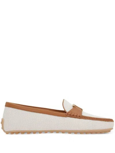 Tod's White Calf Leather Mocassins