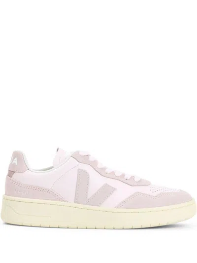 Veja White And Pink Leather Sneakers