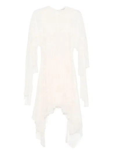 Philosophy Di Lorenzo Serafini Ivory Layered Evening Dress With Asymmetrical Hemline