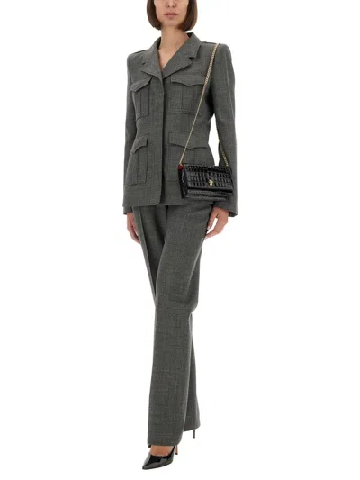 Alexander Mcqueen Fitted Silhouette With Epaulettes And Flap Pockets In Gray