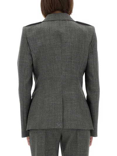 Alexander Mcqueen Fitted Silhouette With Epaulettes And Flap Pockets In Gray