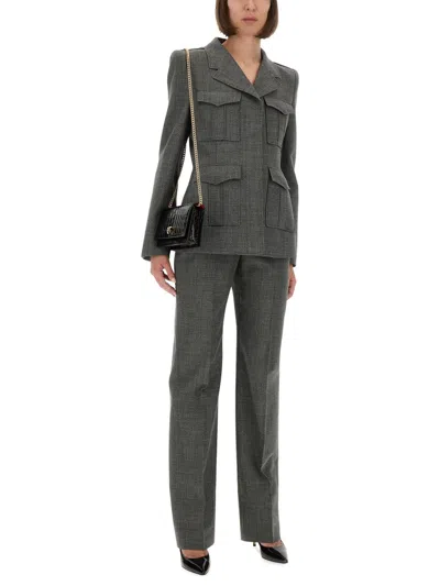Alexander Mcqueen Grey Salt And Pepper Bootcut Suit Trousers For Women In Gray