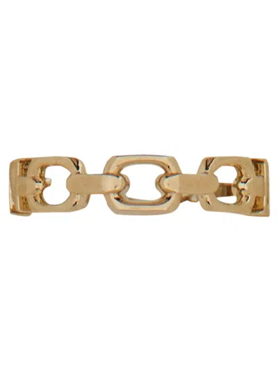 Alexander Mcqueen Chain Link Letter Design Ring In Gold