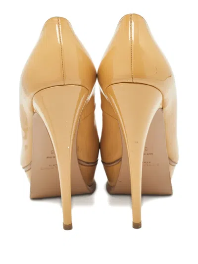 Pre-owned Saint Laurent 135mm Leather Heeled Pumps In Neutral