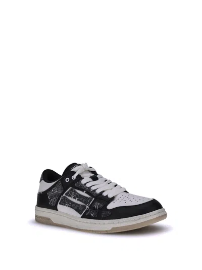 Amiri Skel Top Black Low Top Sneakers With Logo Patch On The Tongue And Logo Lettering On The Heel In Leat