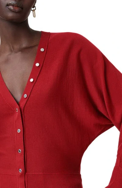Allsaints Honor V Merino Wool Cardigan In Red