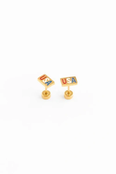 Pip Pop Usa Stud Earrings In Gold